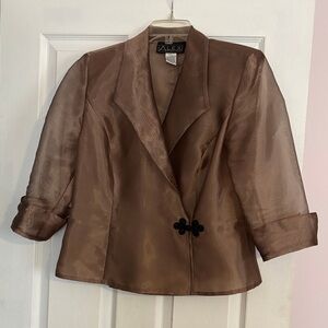 Alex Evenings Women's Sheer Brown Blazer